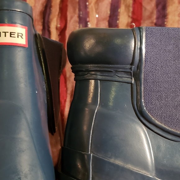 *Hunter* Blue High Heel Rain Boots - Picture 2 of 6